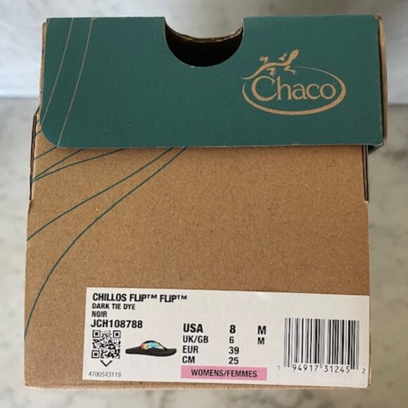 CHACO Chillos Flip Flop Dark Tie Dye Noir 8 M - Picture 5 of 16